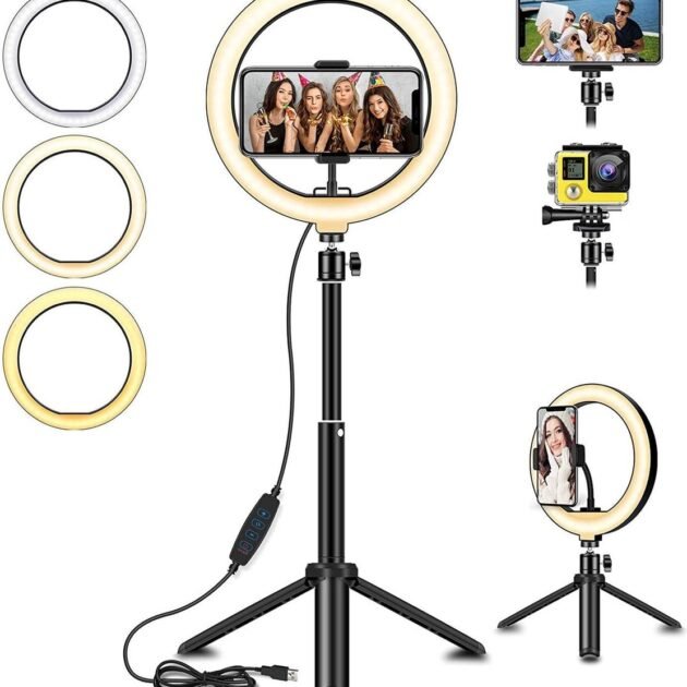 Ring Light Syosin 8" avec support trépied et selfie stick