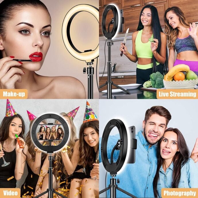 Ring Light Syosin 8" avec support trépied et selfie stick - Image 3