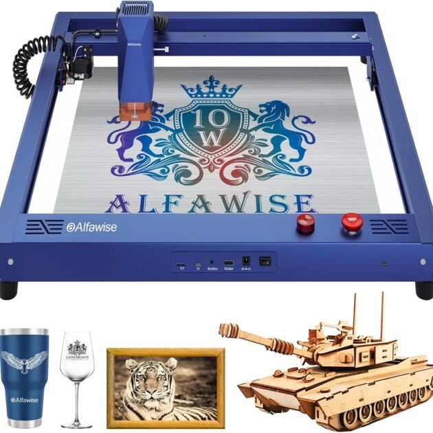 Graveur Laser, Alfawise 60W machine a graver laser CNC 400x400mm