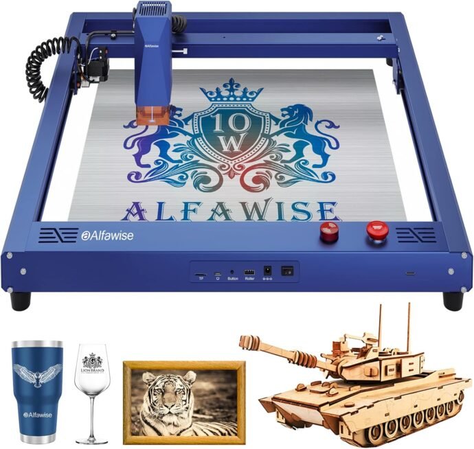 Graveur Laser, Alfawise 60W machine a graver laser CNC 400x400mm