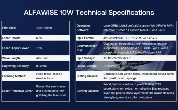 Graveur Laser, Alfawise 60W machine a graver laser CNC 400x400mm - Image 8